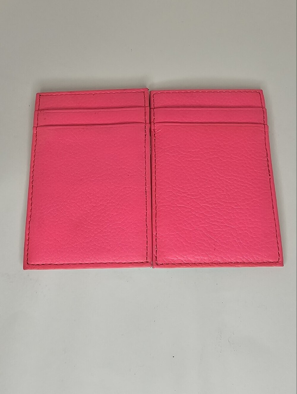 J.Crew Neon Pink Mint Green Leather Magic Wallet Minimalist Slim Card Holder